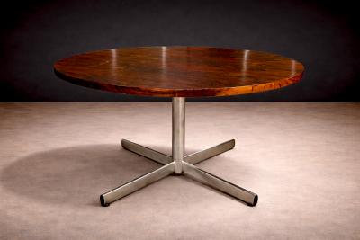 Jorge Zalszupin Round Dining Table in Hardwood and Metal Jorge Zalszupin 1960s