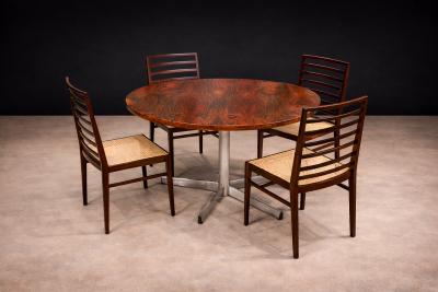 Jorge Zalszupin Round Dining Table in Hardwood and Metal Jorge Zalszupin 1960s