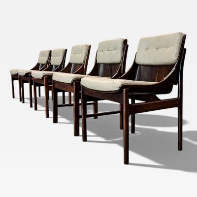 Jorge Zalszupin Set of Five Rosewood Leather Dining Chairs Jorge Zalszupin 1960s Lot 114