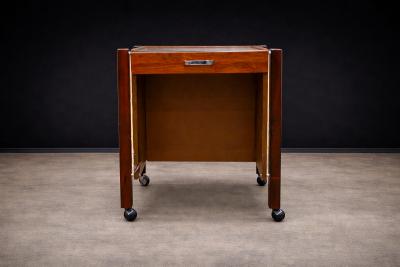 Jorge Zalszupin Side Table with Drawers Wheels in Hardwood Jorge Zalszupin 1960s