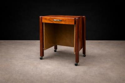 Jorge Zalszupin Side Table with Drawers Wheels in Hardwood Jorge Zalszupin 1960s