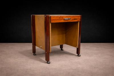 Jorge Zalszupin Side Table with Drawers Wheels in Hardwood Jorge Zalszupin 1960s