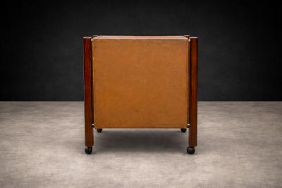 Jorge Zalszupin Side Table with Drawers Wheels in Hardwood Jorge Zalszupin 1960s