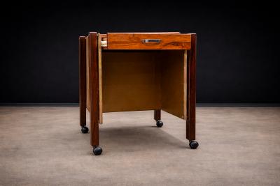 Jorge Zalszupin Side Table with Drawers Wheels in Hardwood Jorge Zalszupin 1960s