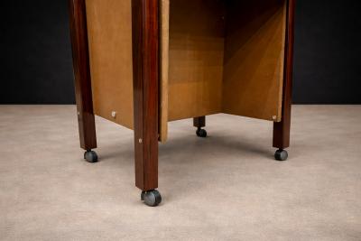 Jorge Zalszupin Side Table with Drawers Wheels in Hardwood Jorge Zalszupin 1960s