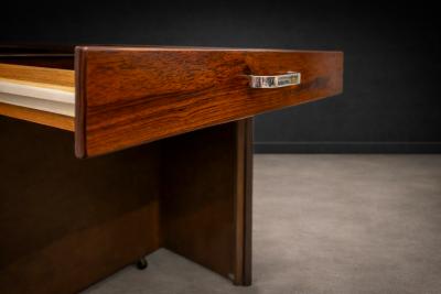 Jorge Zalszupin Side Table with Drawers Wheels in Hardwood Jorge Zalszupin 1960s