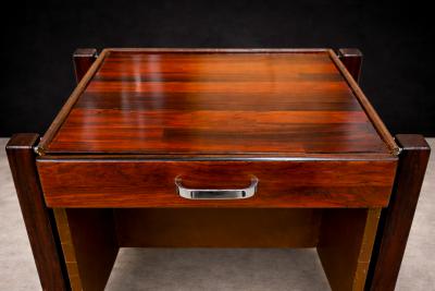 Jorge Zalszupin Side Table with Drawers Wheels in Hardwood Jorge Zalszupin 1960s