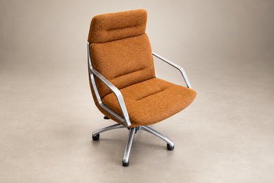 Jorge Zalszupin Tall Commander Swivel Chair Fiberglass Aluminum Chenille Lot 888B