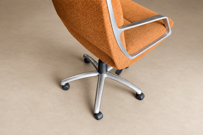 Jorge Zalszupin Tall Commander Swivel Chair Fiberglass Aluminum Chenille Lot 888B