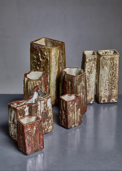 Jorgen Mogensen Set of seven ceramic Jorgen Mogensen vases Denmark 1970s