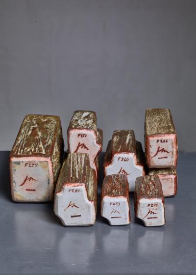 Jorgen Mogensen Set of seven ceramic Jorgen Mogensen vases Denmark 1970s