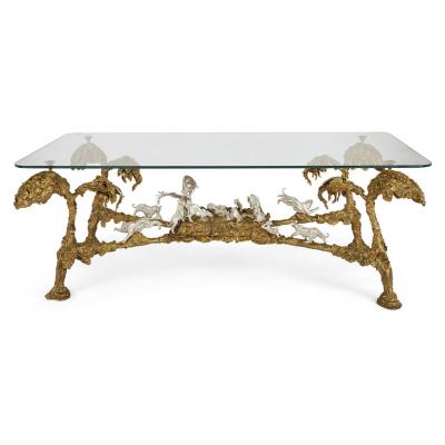Jos Maria David Contemporary gilt and silvered bronze animalier coffee table