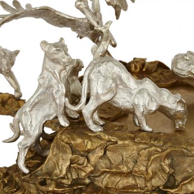 Jos Maria David Contemporary gilt and silvered bronze animalier coffee table