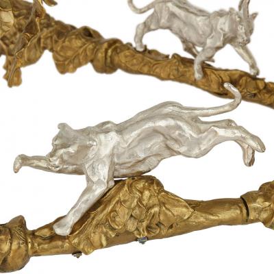 Jos Maria David Contemporary gilt and silvered bronze animalier coffee table