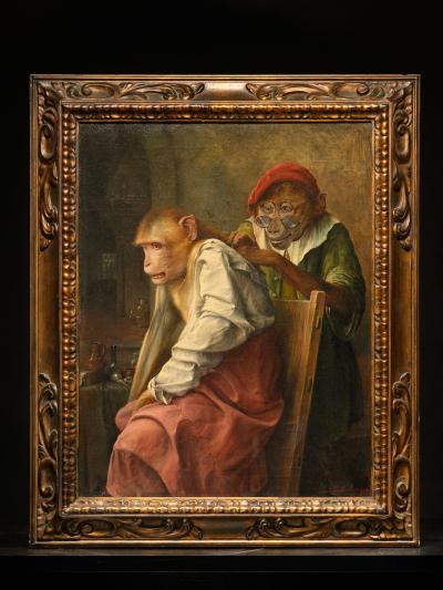 Jos Schippers The medical examination Singerie by Belgian painter Jos Schippers