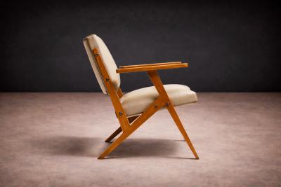 Jos Zanine Caldas Armchair in Beige Faux Leather Jose Zanine Caldas 1950s