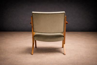 Jos Zanine Caldas Armchair in Beige Faux Leather Jose Zanine Caldas 1950s