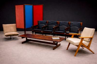 Jos Zanine Caldas Armchair in Beige Faux Leather Jose Zanine Caldas 1950s