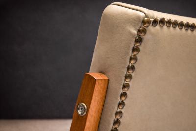 Jos Zanine Caldas Armchair in Beige Faux Leather Jose Zanine Caldas 1950s