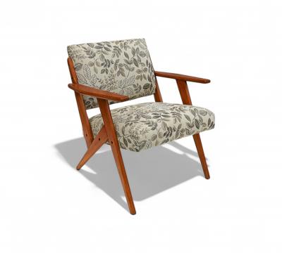 Jos Zanine Caldas Armchair in Wood Floral Fabric Jose Zanine Caldas 1950s Lot 147