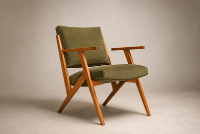 Jos Zanine Caldas Brazilian Modern Armchair by Jos Zanine in Pau Marfim Dedar Velvet