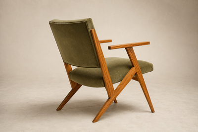 Jos Zanine Caldas Brazilian Modern Armchair by Jos Zanine in Pau Marfim Dedar Velvet