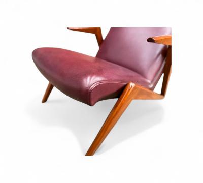 Jos Zanine Caldas Brazilian Modern Armchair in Hardwood leather att Jose Zanine Caldas 1950s