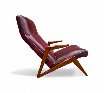 Jos Zanine Caldas Brazilian Modern Armchair in Hardwood leather att Jose Zanine Caldas 1950s