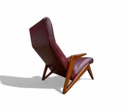 Jos Zanine Caldas Brazilian Modern Armchair in Hardwood leather att Jose Zanine Caldas 1950s