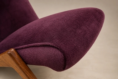 Jos Zanine Caldas Brazilian Modern Imbuia Wood Mohair Lounge Armchair Att Jos Zanine Caldas