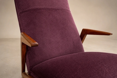 Jos Zanine Caldas Brazilian Modern Imbuia Wood Mohair Lounge Armchair Att Jos Zanine Caldas