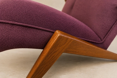 Jos Zanine Caldas Brazilian Modern Imbuia Wood Mohair Lounge Armchair Att Jos Zanine Caldas
