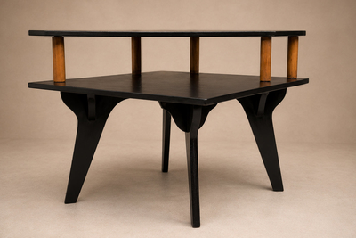 Jos Zanine Caldas Brazilian Modern Two Tier Accent Table in Marine Plywood by Jos Zanine Caldas