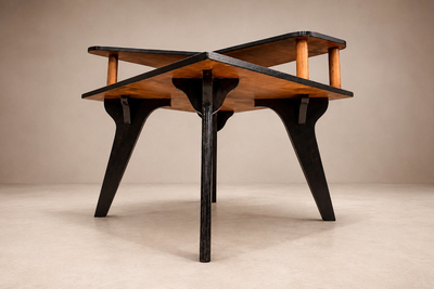 Jos Zanine Caldas Brazilian Modern Two Tier Accent Table in Marine Plywood by Jos Zanine Caldas