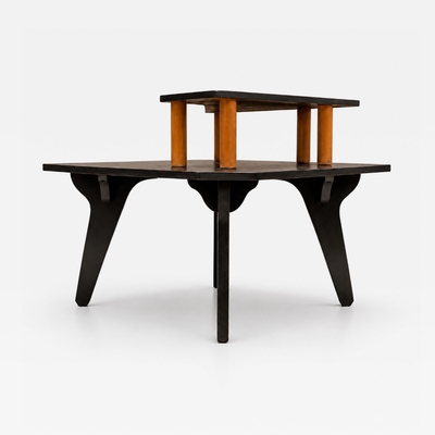 Jos Zanine Caldas Brazilian Modern Two Tier Accent Table in Marine Plywood by Jos Zanine Caldas