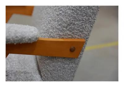 Jos Zanine Caldas Brazilian Modern Z Armchair in Hardwood and Boucle Jose Zanine Caldas 1950s