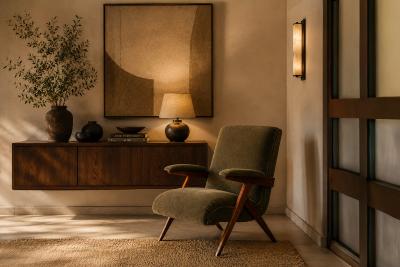 Jos Zanine Caldas Jos Zanine Caldas Z Armchair in Pau Marfim and Olive Mohair