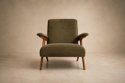 Jos Zanine Caldas Jos Zanine Caldas Z Armchair in Pau Marfim and Olive Mohair