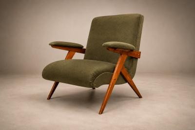 Jos Zanine Caldas Jos Zanine Caldas Z Armchair in Pau Marfim and Olive Mohair