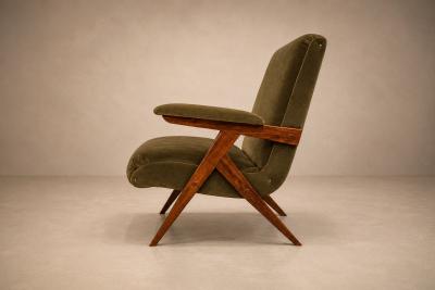 Jos Zanine Caldas Jos Zanine Caldas Z Armchair in Pau Marfim and Olive Mohair