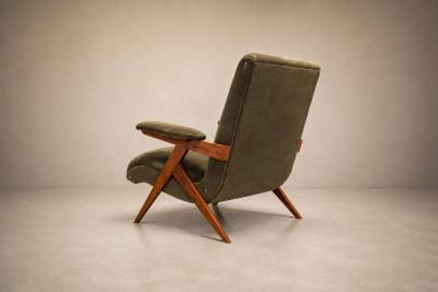 Jos Zanine Caldas Jos Zanine Caldas Z Armchair in Pau Marfim and Olive Mohair
