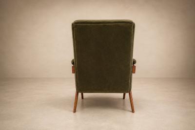 Jos Zanine Caldas Jos Zanine Caldas Z Armchair in Pau Marfim and Olive Mohair