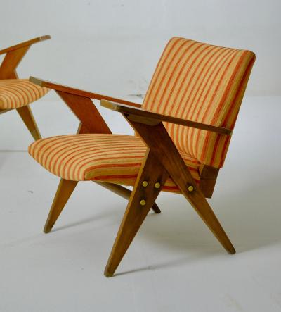 Jos Zanine Caldas Mid Century Modern Pair of N Lounge Chairs by Zanine Caldas 1960s