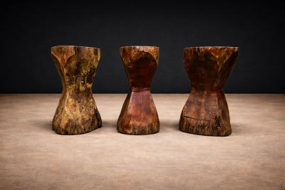 Jos Zanine Caldas Set of Three Stools in Pequi Hardwood Jose Zanine Caldas 1970s