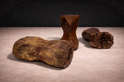 Jos Zanine Caldas Set of Three Stools in Pequi Hardwood Jose Zanine Caldas 1970s