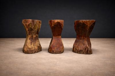 Jos Zanine Caldas Set of Three Stools in Pequi Hardwood Jose Zanine Caldas 1970s