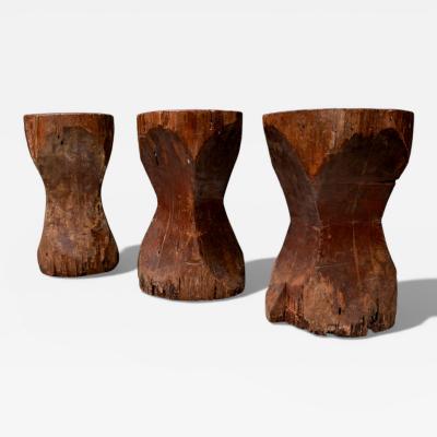 Jos Zanine Caldas Set of Three Stools in Pequi Hardwood Jose Zanine Caldas 1970s
