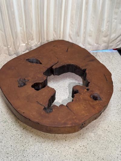 Jos Zanine Caldas Solid Tree Trunk Coffee Table Made of a Thick Cross Section of Vinhatico Wood