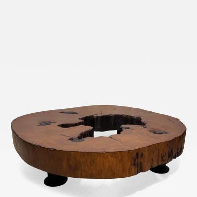 Jos Zanine Caldas Solid Tree Trunk Coffee Table Made of a Thick Cross Section of Vinhatico Wood