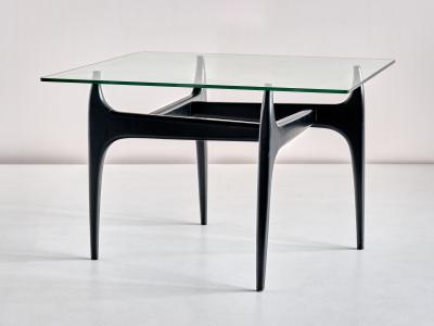 Jos de Mey Jos De Mey Coffee Table in Black Lacquered Wood Luxus Kortrijk Belgium 1957